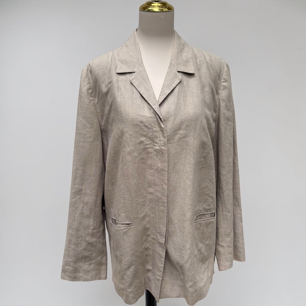 Parisian Signature Linen Blazer 12 Beige 100% Linen Lightweight Lagenlook Office